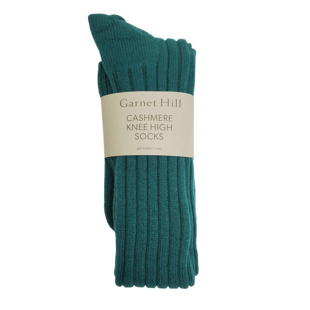 Cashmere Knee High Socks Medium Malachite Green Garnet Hill 9-11 Ribbed Warm M